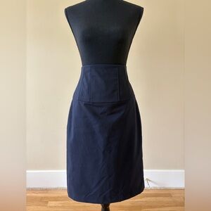 Walter by Walter Baker Navy Wool Ribcage Pencil Skirt